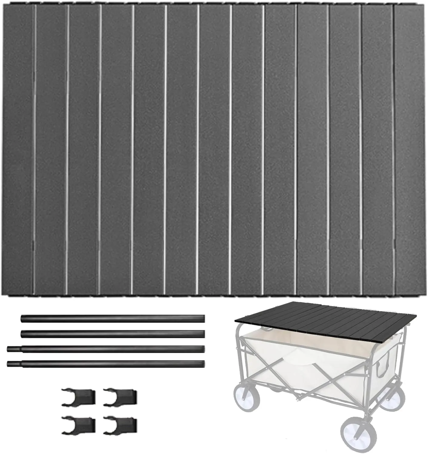 Wagon Table Top 33.8x21.6 Aluminum Alloy Heavy Duty Folding Wagon Table Top Attachment Portable Wagon Table for Camping Picnic Barbecue