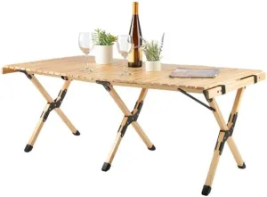 Wakeman Foldable Camping Table Roll Up Folding Table Easy Assembly Portable Picnic Table with Carry Bag Indoor or Outdoor Low Height Travel, Party or Beach Table Outdoors