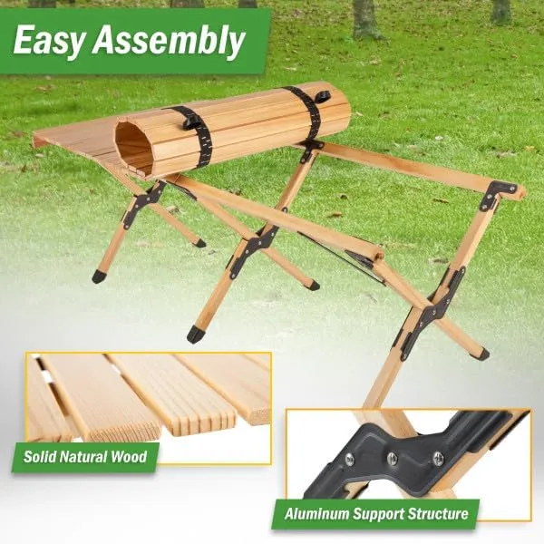 Wakeman Foldable Camping Table Roll Up Folding Table Easy Assembly Portable Picnic Table with Carry Bag Indoor or Outdoor Low Height Travel, Party or Beach Table Outdoors