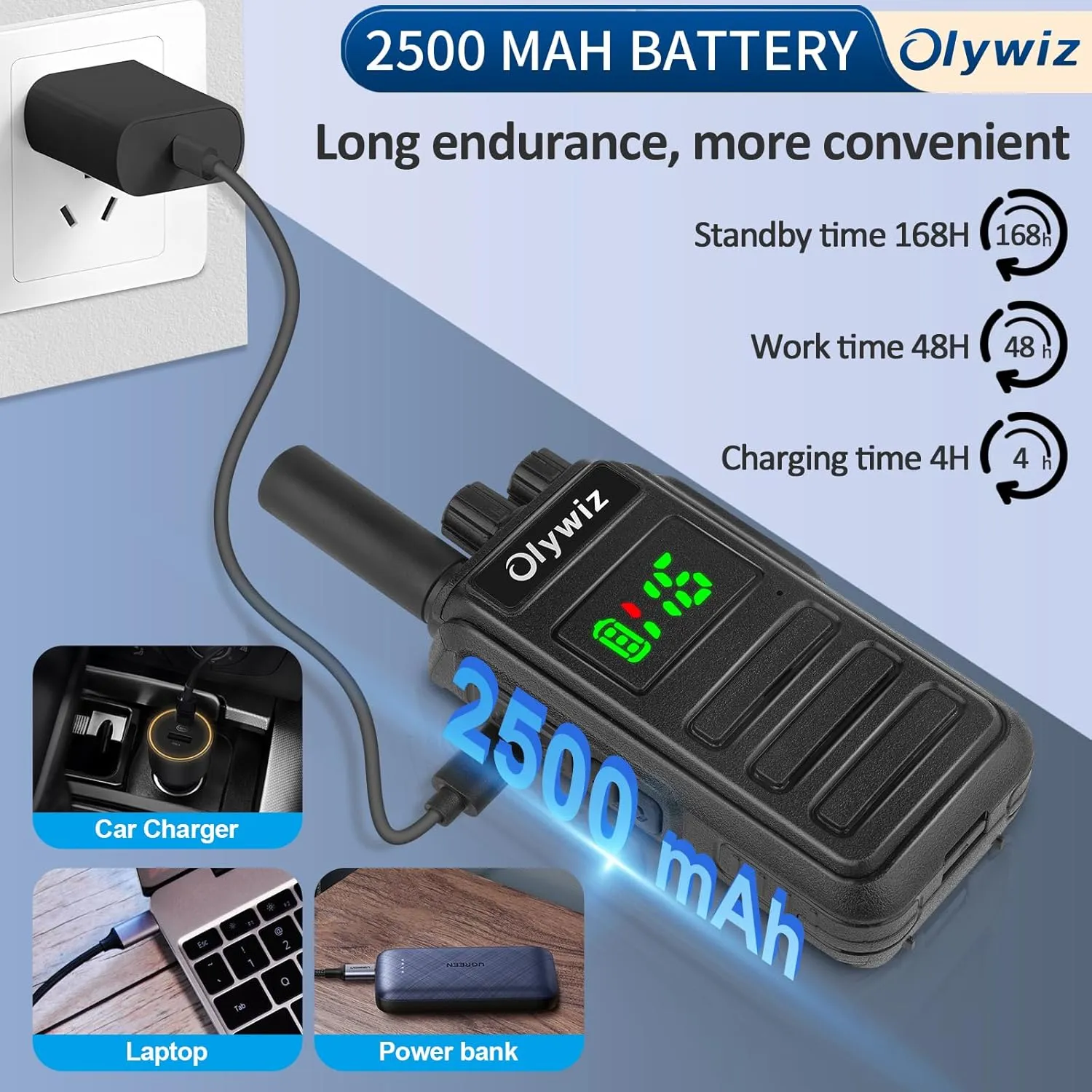 Walkie Talkies for Adults - Long Range Rechargeable Two-Way Radios with VOX Hands Free, Dust Resistant Waterproof Suitable for Qutdoor Work and Activities (4 Pack)