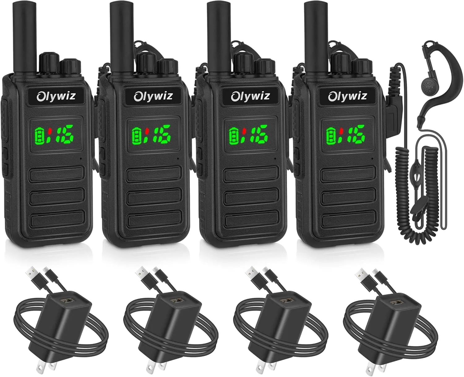 Walkie Talkies for Adults - Long Range Rechargeable Two-Way Radios with VOX Hands Free, Dust Resistant Waterproof Suitable for Qutdoor Work and Activities (4 Pack)