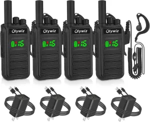 Walkie Talkies for Adults - Long Range Rechargeable Two-Way Radios with VOX Hands Free, Dust Resistant Waterproof Suitable for Qutdoor Work and Activities (4 Pack)