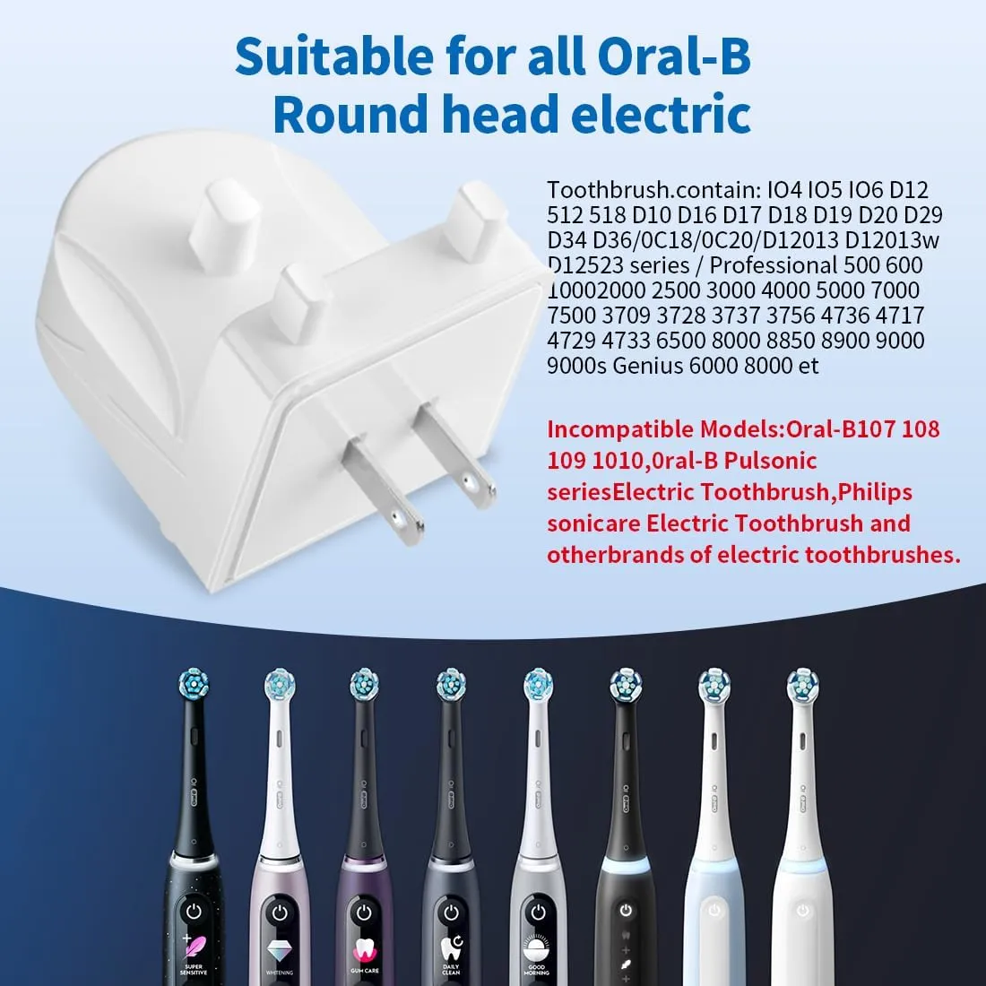 Wall Charger Base for Oral B Braun Electric Toothbrush, Wall Mounted Adapter Electric Toothbrush Charger, Compatible with for Oral-B/Braun Most Models（Excluding iO 7/8/9/10 and Pulsonic Series）