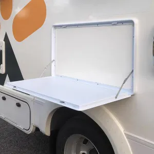 Wall Mounted Table, Foldable Picnic Table, Premium Aluminum Alloy Table for Campervan, Lockable Wall Table Kit Ideal for Campervans and Motorhomes (White-60x45cm(23.6x17.7in)