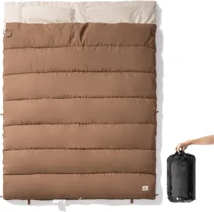 Warm Weather Sleeping Bag, Double Two Person Removable Sleeping Bag with Internal Pocket for Backpacking Camping 3 Season