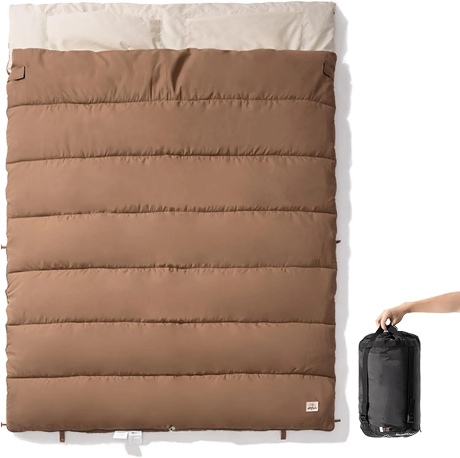 Warm Weather Sleeping Bag, Double Two Person Removable Sleeping Bag with Internal Pocket for Backpacking Camping 3 Season