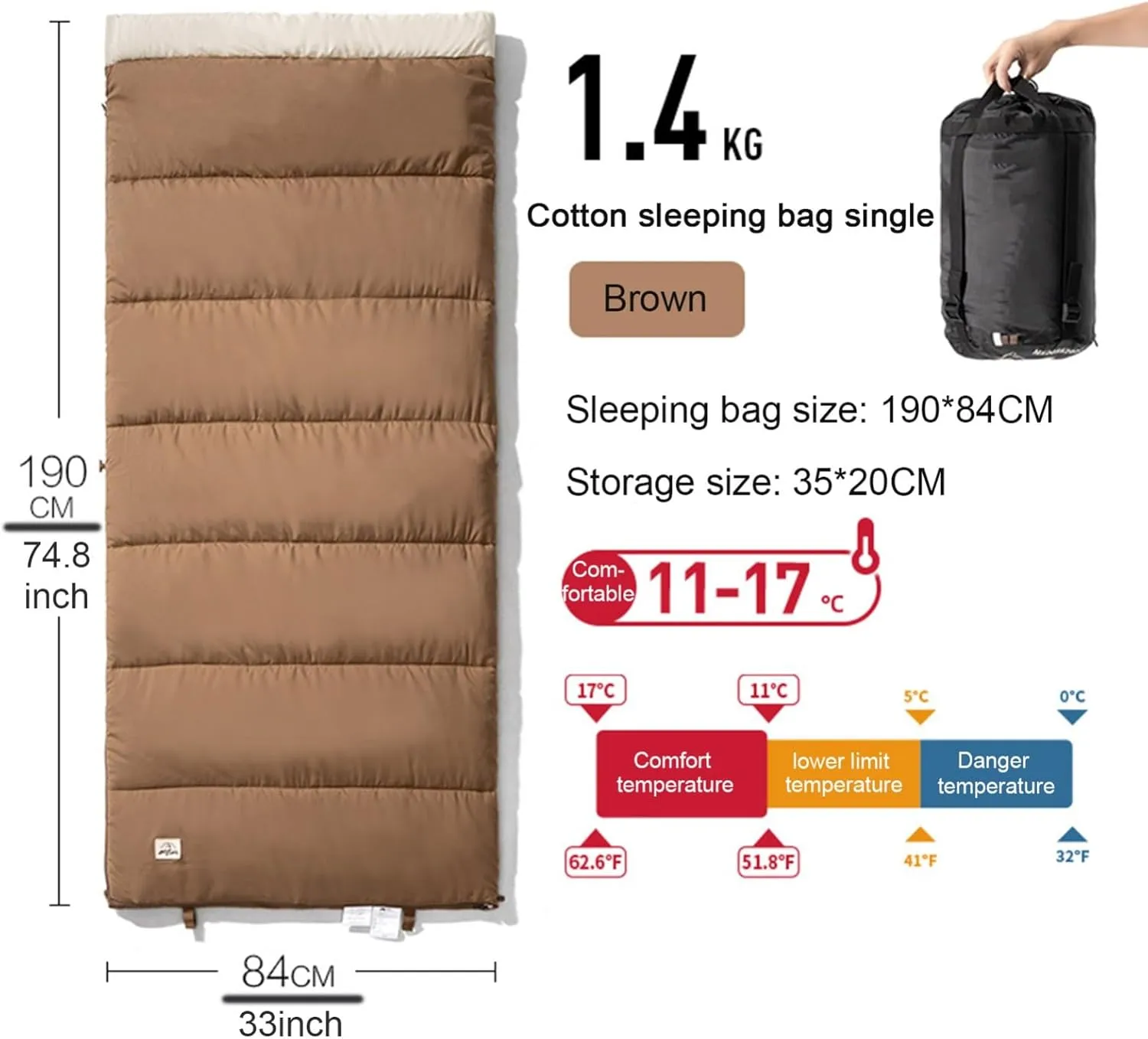 Warm Weather Sleeping Bag, Portable Camping Can Be Assembled Lightweight 3 Season Compact Sleeping Bags with Carry Bag