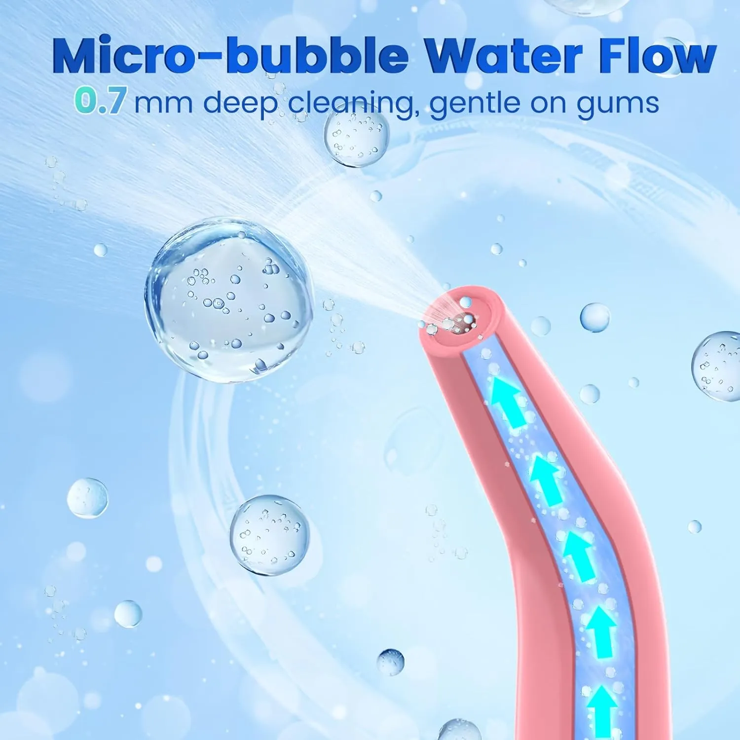 Water Flosser Dental Pick for Teeth, Portable Oral Irrigator Teeth Cleaner with High Water Pressure 5 Jet Tips, IPX7 Rechargeable Travel Water Flossing for Brace Orthodontic Gum Care