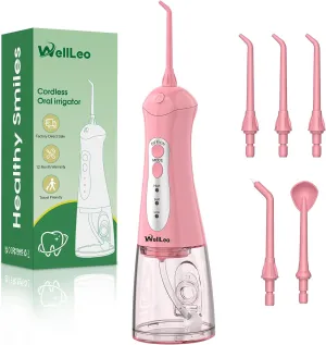 Water Flosser Dental Pick for Teeth, Portable Oral Irrigator Teeth Cleaner with High Water Pressure 5 Jet Tips, IPX7 Rechargeable Travel Water Flossing for Brace Orthodontic Gum Care
