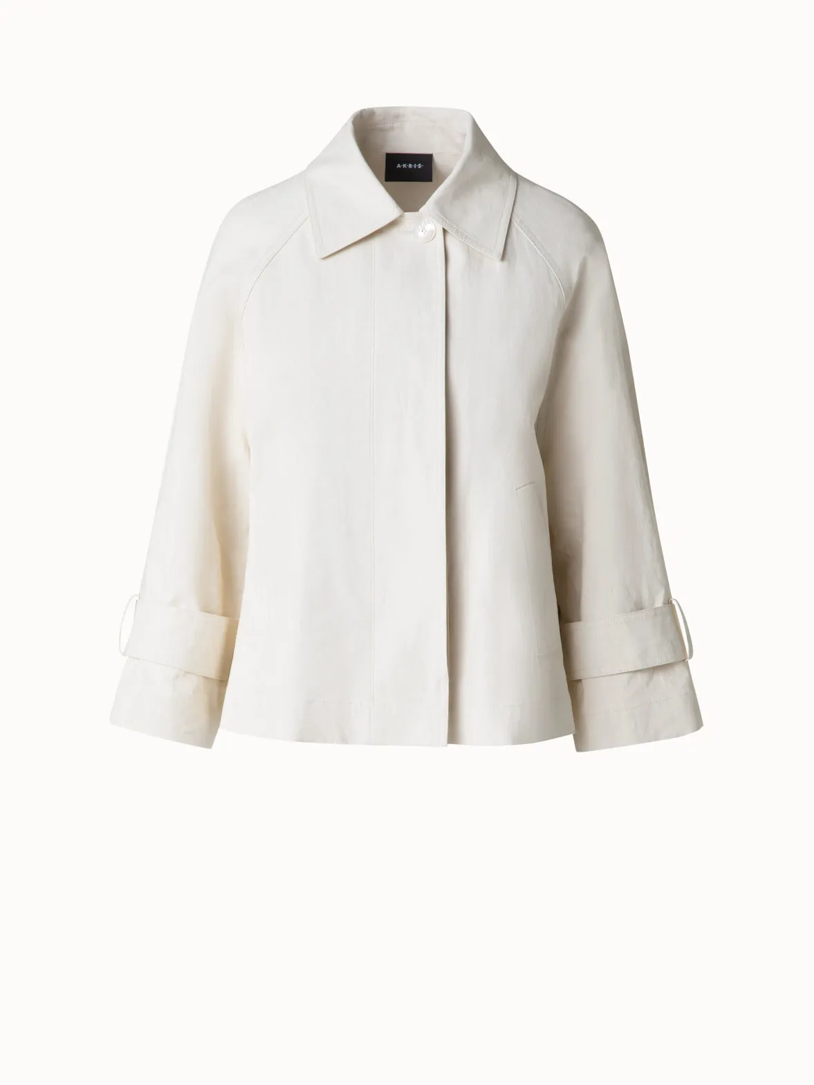 Water Repellent Short Jacket in Coated Linen