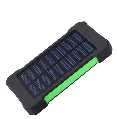 Waterproof 10000Mah Solar Power Bank Solar Charger Dual USB Power Bank with LED Light for iPhone 6 Plus Mobile Phone