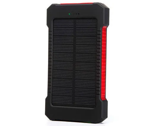 Waterproof 10000Mah Solar Power Bank Solar Charger Dual USB Power Bank with LED Light for iPhone 6 Plus Mobile Phone