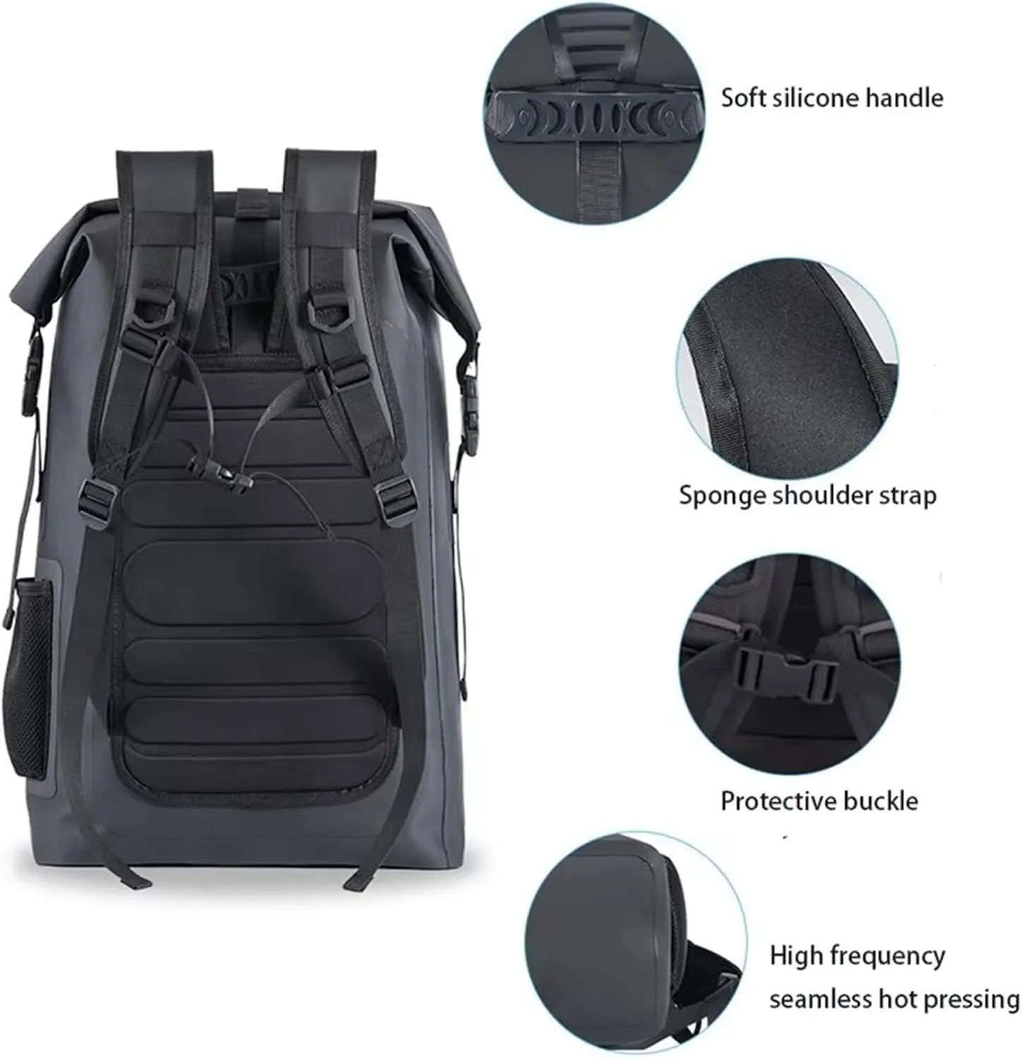 Waterproof Dry Bag Backpack, 30L, TPU Fabric, Reflective Strip, Adjustable Straps, for Hiking, Kayaking, Camping(White)