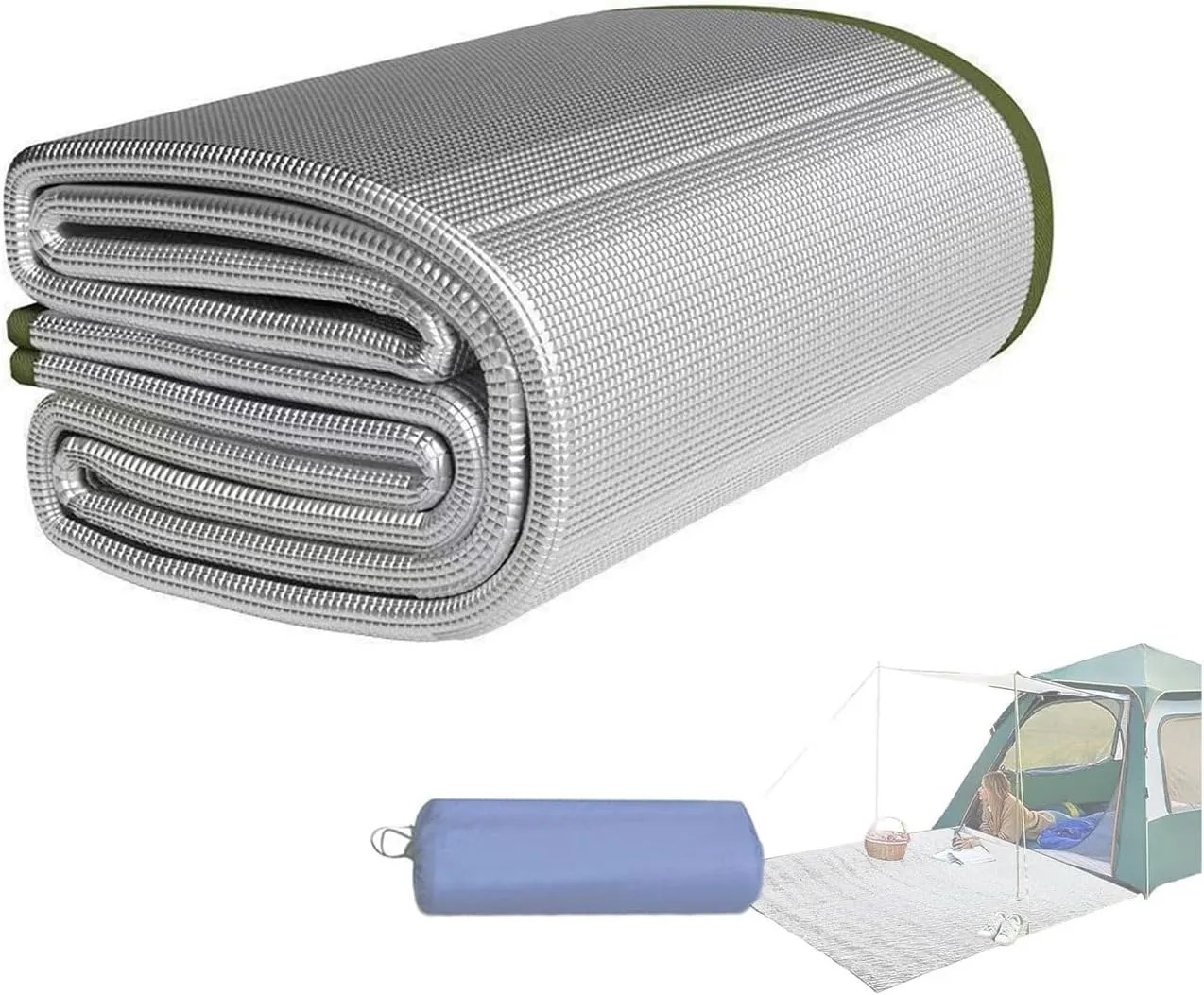 Waterproof Foil Camping Mat, Aluminum Film Sleeping Mat, 4mm Thick Foam Aluminium Insulating Mat for Traveling & Outdoor Activities, Double-Sided Foil Tent Pad