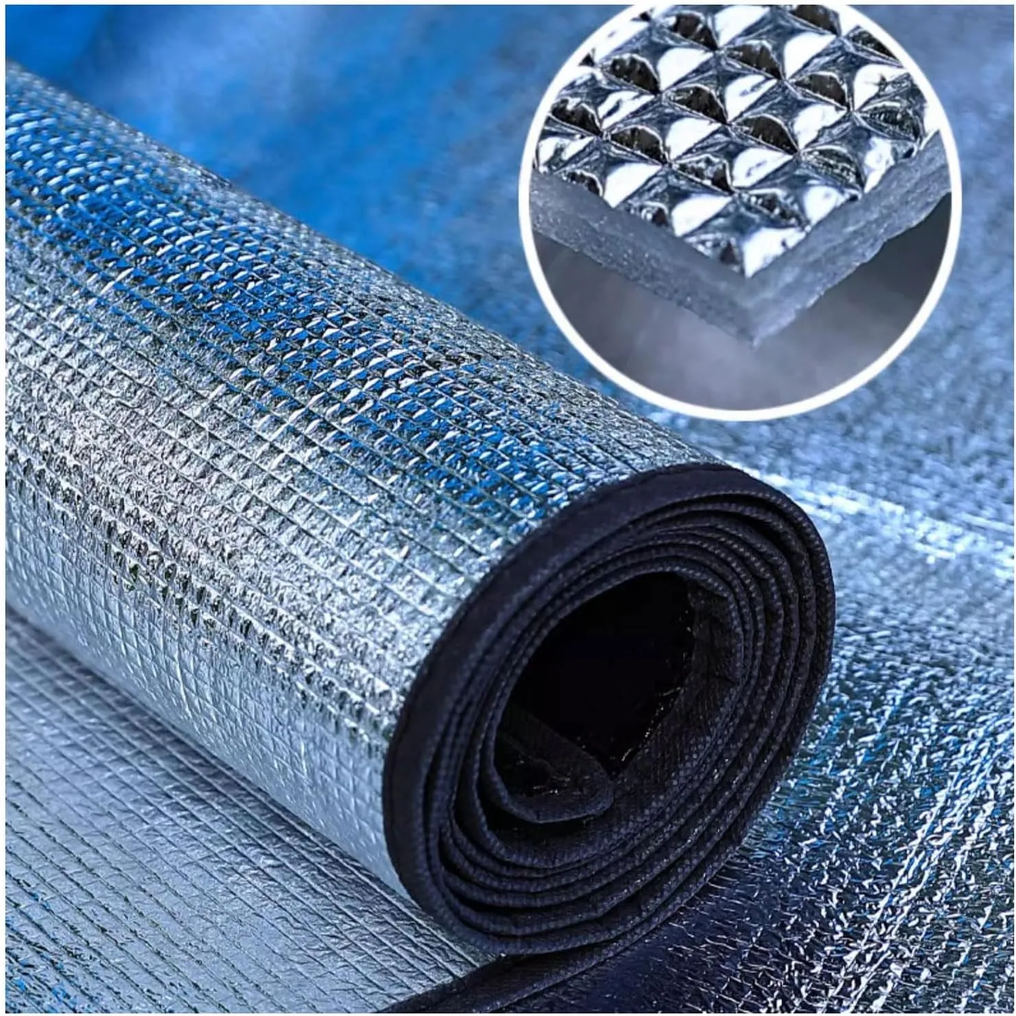 Waterproof Foil Camping Mat, Aluminum Film Sleeping Mat, 4mm Thick Foam Aluminium Insulating Mat for Traveling & Outdoor Activities, Double-Sided Foil Tent Pad