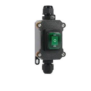 Waterproof Marine Rocker Switch with LED Outdoor Rainproof Junction Box Inline Power Cord Power Switch 12V/24V/220V IP65(Double Green 220V,1 Pcs)