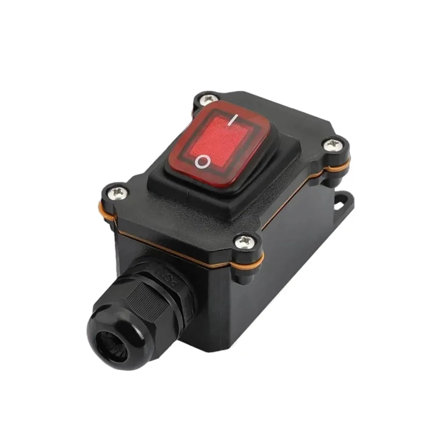 Waterproof Marine Rocker Switch with LED Outdoor Rainproof Junction Box Inline Power Cord Power Switch 12V/24V/220V IP65(Double red 12-24V,1 Pcs)
