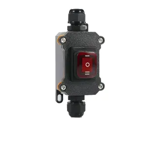 Waterproof Marine Rocker Switch with LED Outdoor Rainproof Junction Box Inline Power Cord Power Switch 12V/24V/220V IP65(Double red 12-24V,1 Pcs)