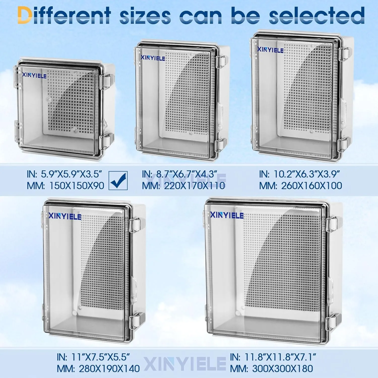 Waterproof Outdoor Project ABS Plastic Junction Box IP67 Weatherproof Dustproof Enclosure with Hinged Cover, Mounting Plate,Wall Brackets for Power Project (Clear,8.7"X6.7"X4.5")