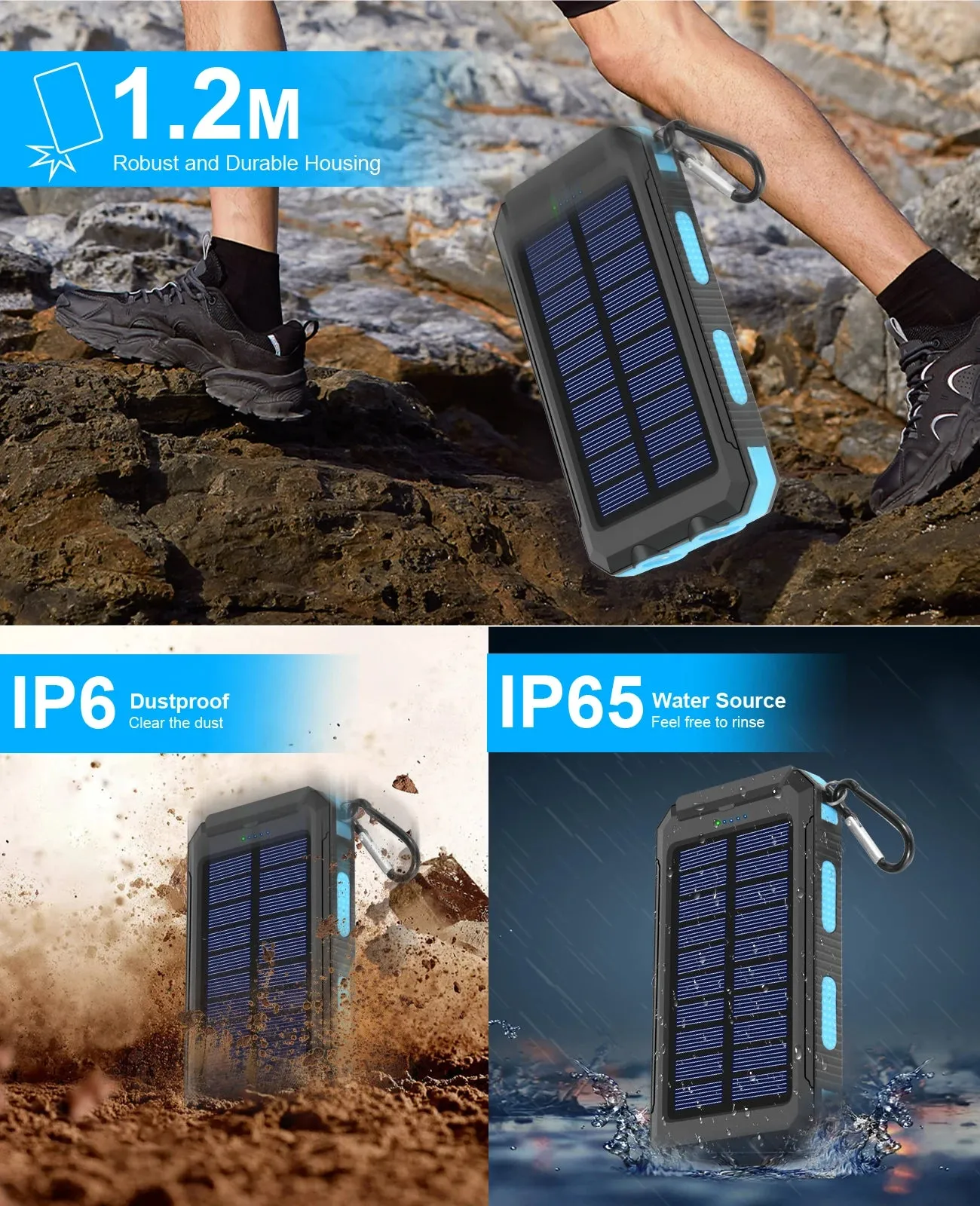 Waterproof Outdoor Solar Power Bank 38800mAh