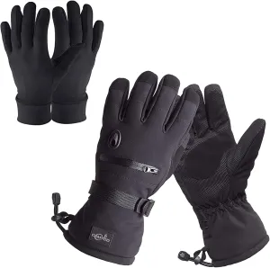 Waterproof Ski Snowboard Gloves with 3M Thinsulate,Zipper Pocket, Air Vent, Cold Weather Gloves for Men