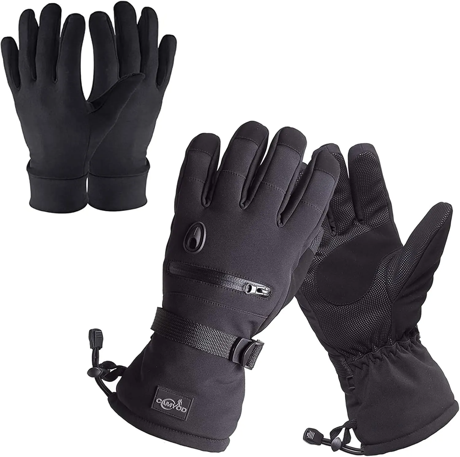 Waterproof Ski Snowboard Gloves with 3M Thinsulate,Zipper Pocket, Air Vent, Cold Weather Gloves for Men