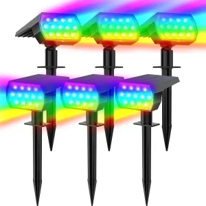 WELALO Solar Color Changing Spot Lights Outdoor, Waterproof Solar Christmas Lights, 7 Modes Multicolor RGB Landscape Spotlights for Garden Yard Driveway Lawn Patio Pathway Easter Decorations, 6 Pack