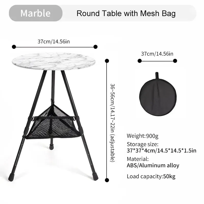 WEST TUNE Camping Round Table with Light Stand and Adjustable Legs