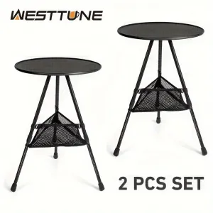 WESTTUNE 2 Pcs Set Camping Round Table