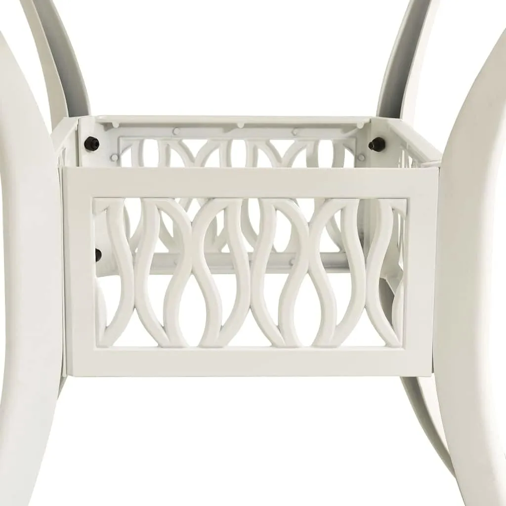 White Garden Table Medium Outdoor Furniture, Cast Aluminum, Camping, Durable, Dining, Side Table