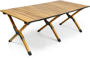 Whitsunday Folding Camping Table Aluminum Portable Roll-Up Picnic Table Wood Grain 45.6 * 23.6 * 17.3