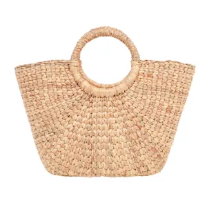 Wicker Basket Tote Bag Woven Handbag Fashion RaffiaTote Bag Top Zipper Summer Straw Bag With Top Zipper Double Handles Beach Bag