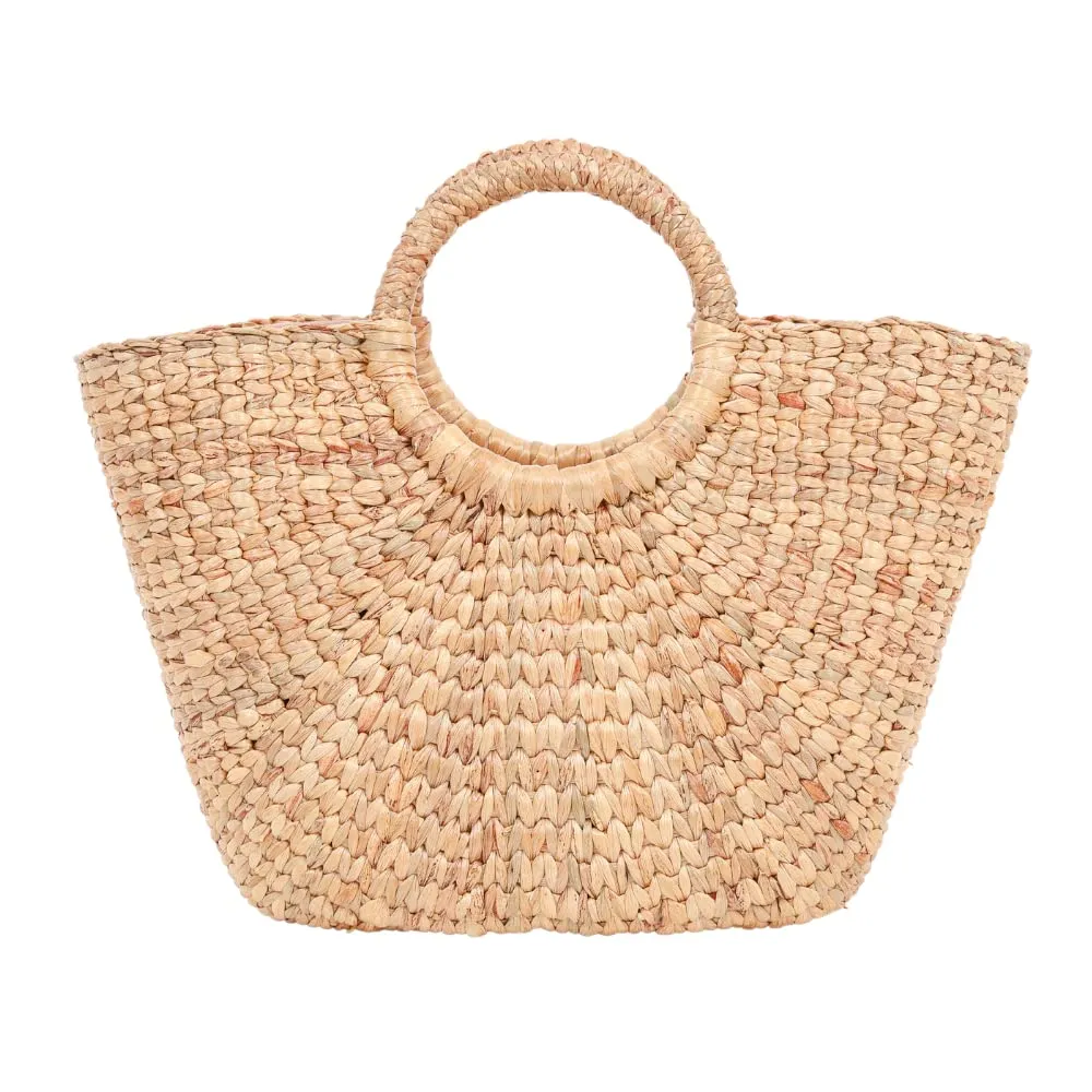 Wicker Basket Tote Bag Woven Handbag Fashion RaffiaTote Bag Top Zipper Summer Straw Bag With Top Zipper Double Handles Beach Bag