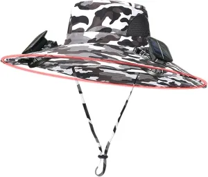 Wide Brim Hat with Fans Solar Power, UPF 50  Solar Power Fan Bucket Hat for Fishing Hiking Beach Outdoor Camping
