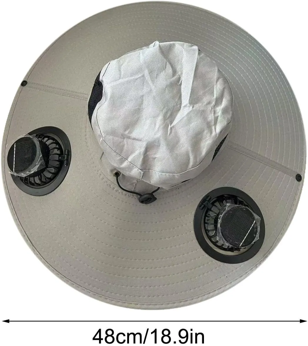Wide Brim Solar Fan Hat for Outdoor Activities, Rechargeable Built-in Fans, Lightweight & Breathable, for Fishing, Camping