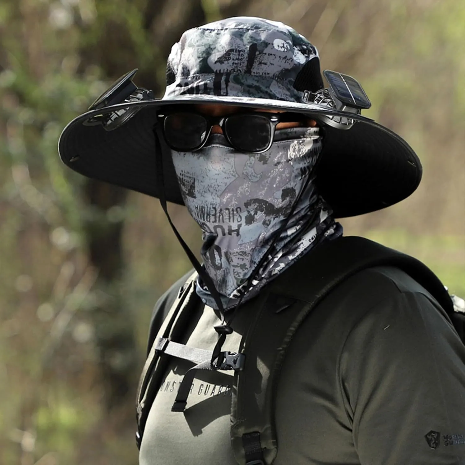 Wide Brim Solar Fan Hat, Hat with Fans Solar Power for Men Women, Solar & USB Charging Sombrero Con Ventilador Solar