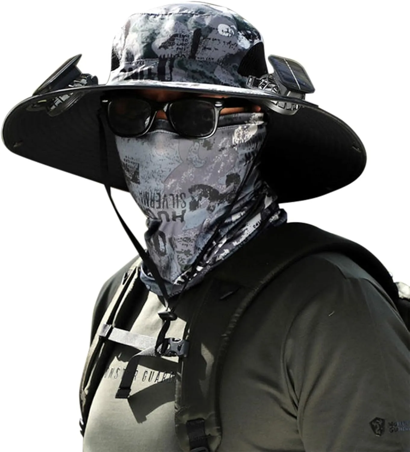 Wide Brim Solar Fan Hat, Hat with Fans Solar Power for Men Women, Solar & USB Charging Sombrero Con Ventilador Solar