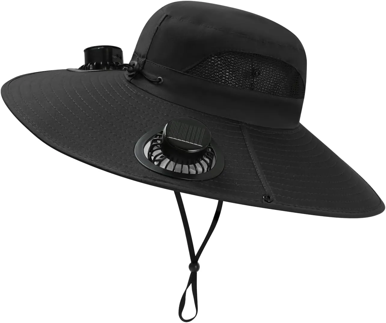 Wide Brim Solar Fan Hat, Hat with Fans Solar Power, USB Charging Sun Hat with 2 Solar Fan for Men Women Outdoor Fishing