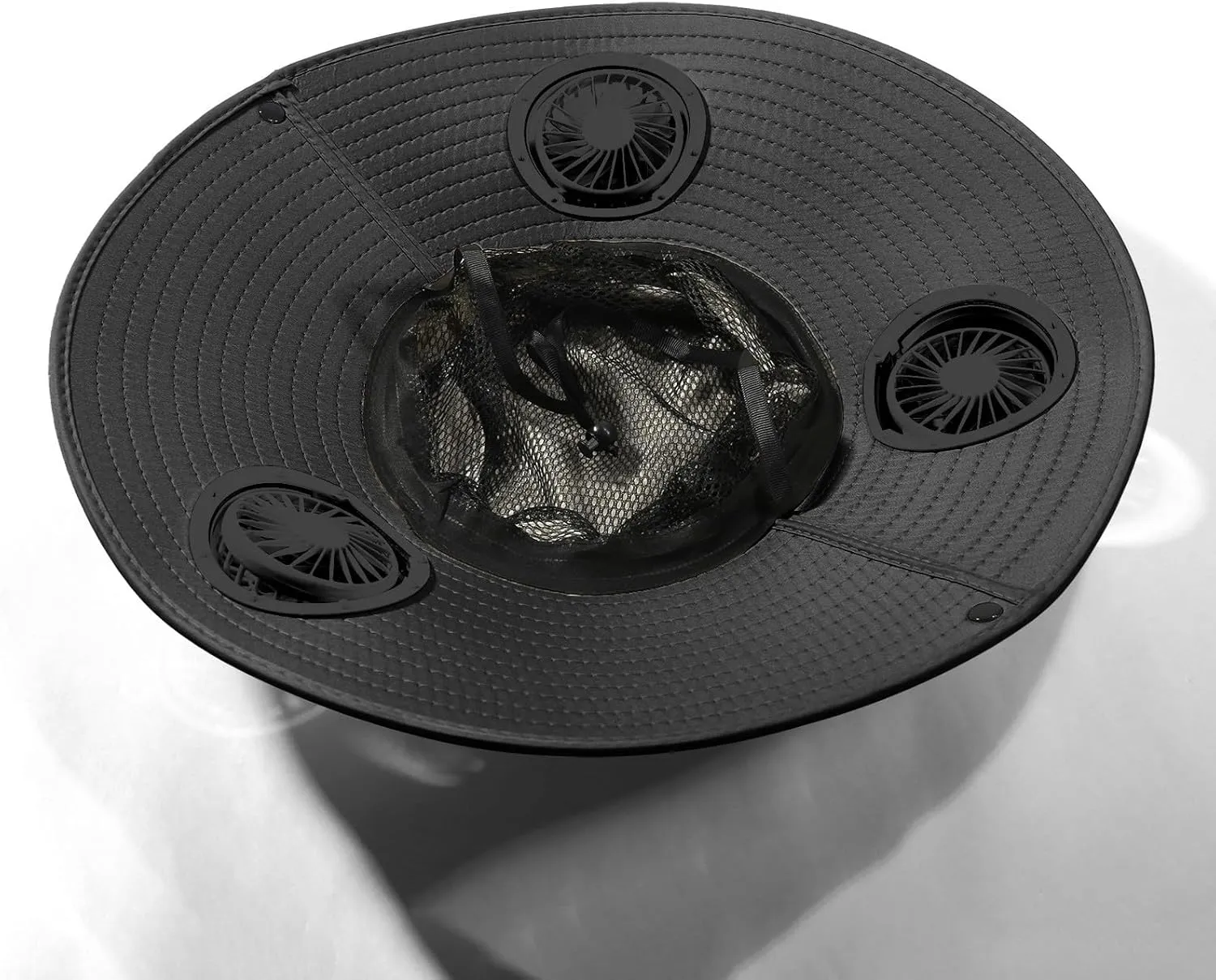 Wide Brim Solar Fan Hat Outdoor 2 Solar Fan Sun Bucket Hat for Men Women Fishing Hat with Removable & USB Charging Fan
