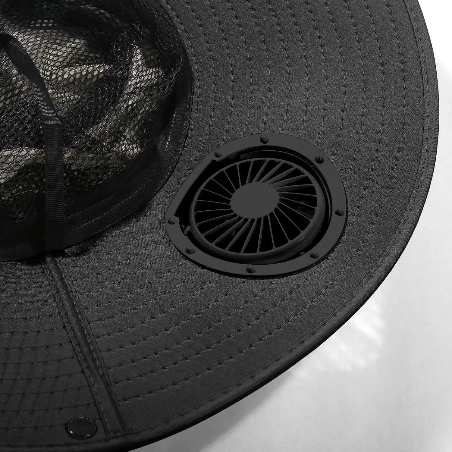 Wide Brim Solar Fan Hat Outdoor 2 Solar Fan Sun Bucket Hat for Men Women Fishing Hat with Removable & USB Charging Fan