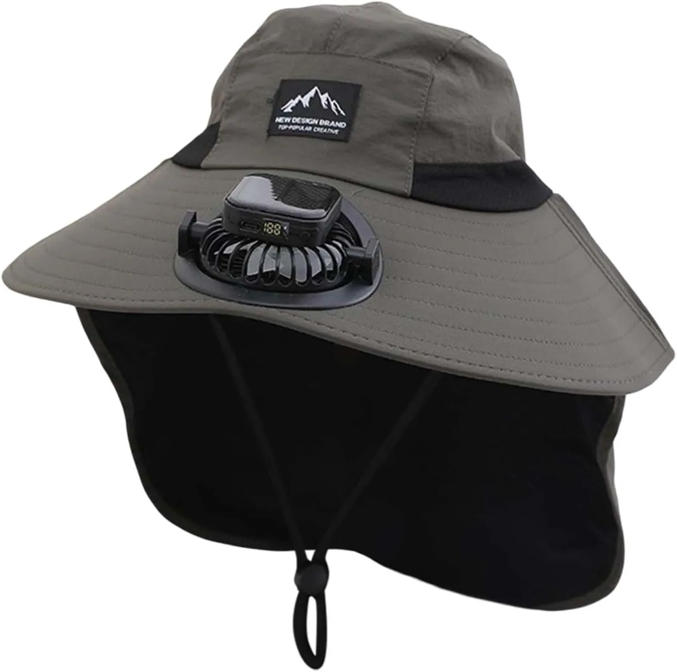 Wide Brim Solar Fan Hat, UPF 50  Bucket Hats with Solar Powered Fans for Camping Fishing Hiking Beach Outdoor