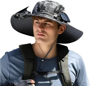 Wide Brim Solar Fan Hat.New Solar Powered Fan Hat.Suitable for Men and Women Outdoor Fishing Trips Fan Hat