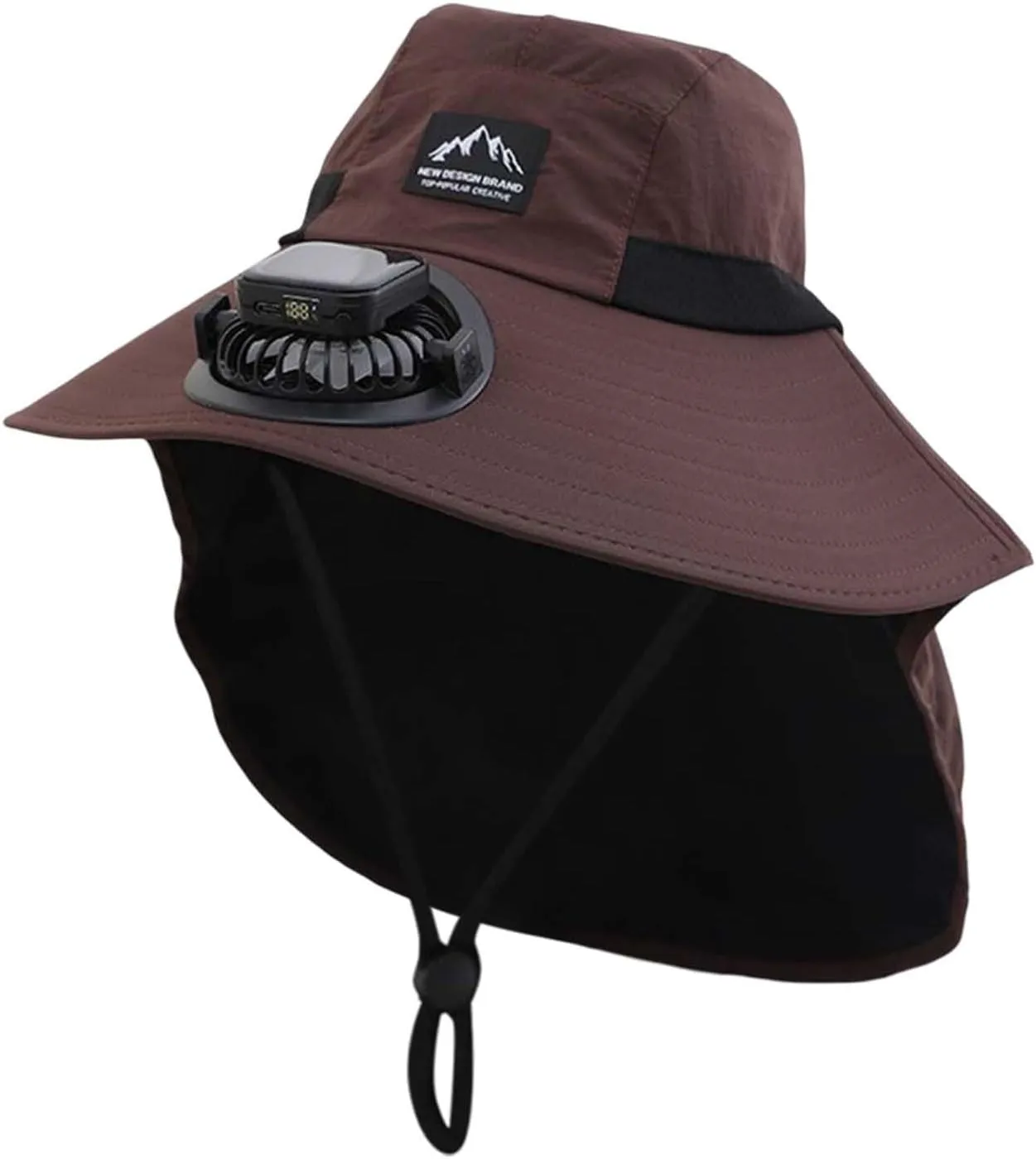 Wide Brim Solar Power Fan Hat, UPF 50  Bucket Hats with Solar Powered Fans for Camping Beach Hiking Fishing Outdoor