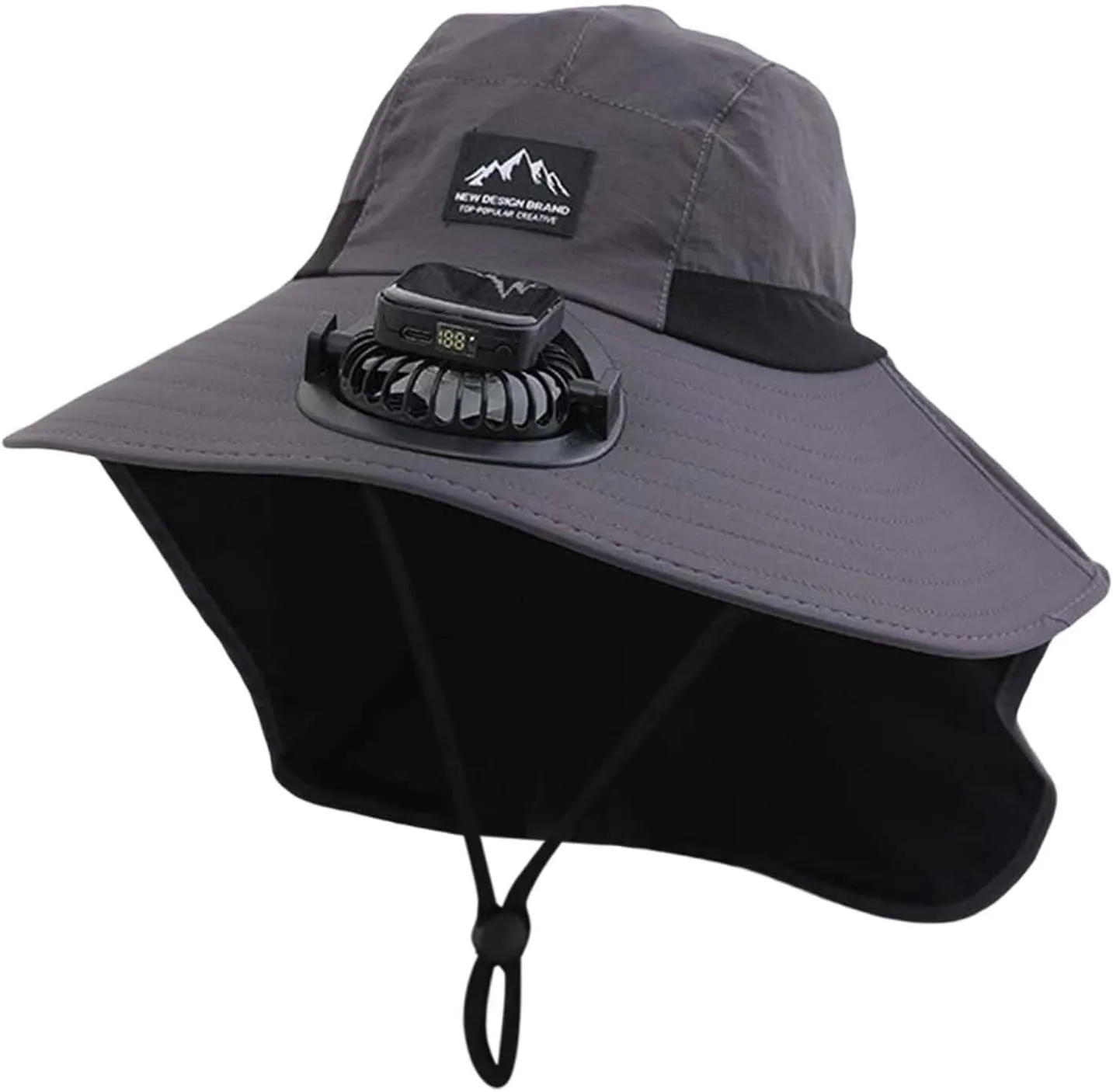 Wide Brim Solar Powered Fan Hat, UPF 50  Solar Panel Fan Hat for Camping Beach Fishing Hiking Outdoor