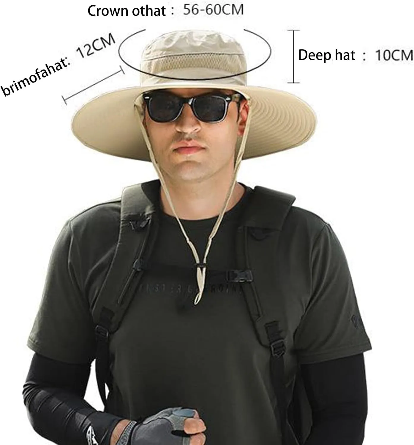 Wide Brim Solar Powered Fan Hat, UPF 50  Solar Power Fan Bucket Hat for Outdoor Fishing Camping Hiking Beach