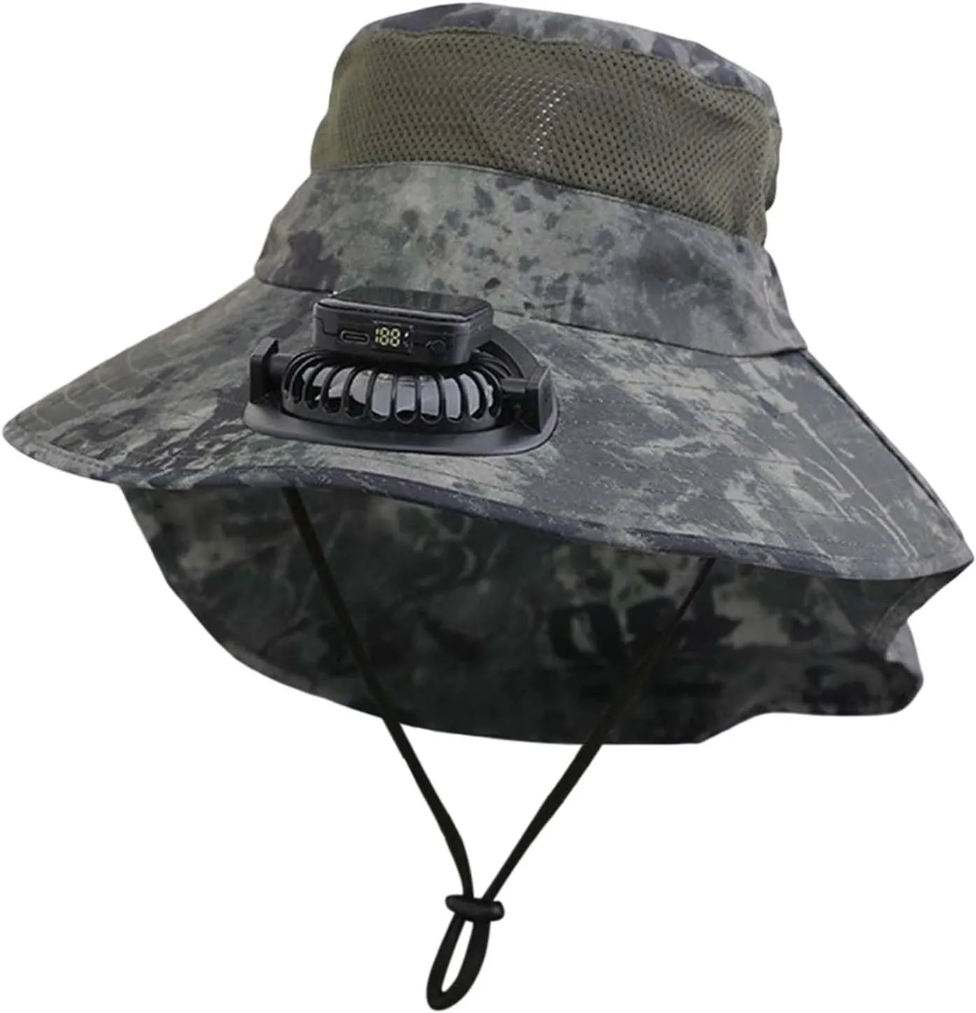 Wide Brim Solar Powered Fan Hat, UPF 50  Solar Power Fan Bucket Hats for Outdoor Camping Hiking Fishing Beach