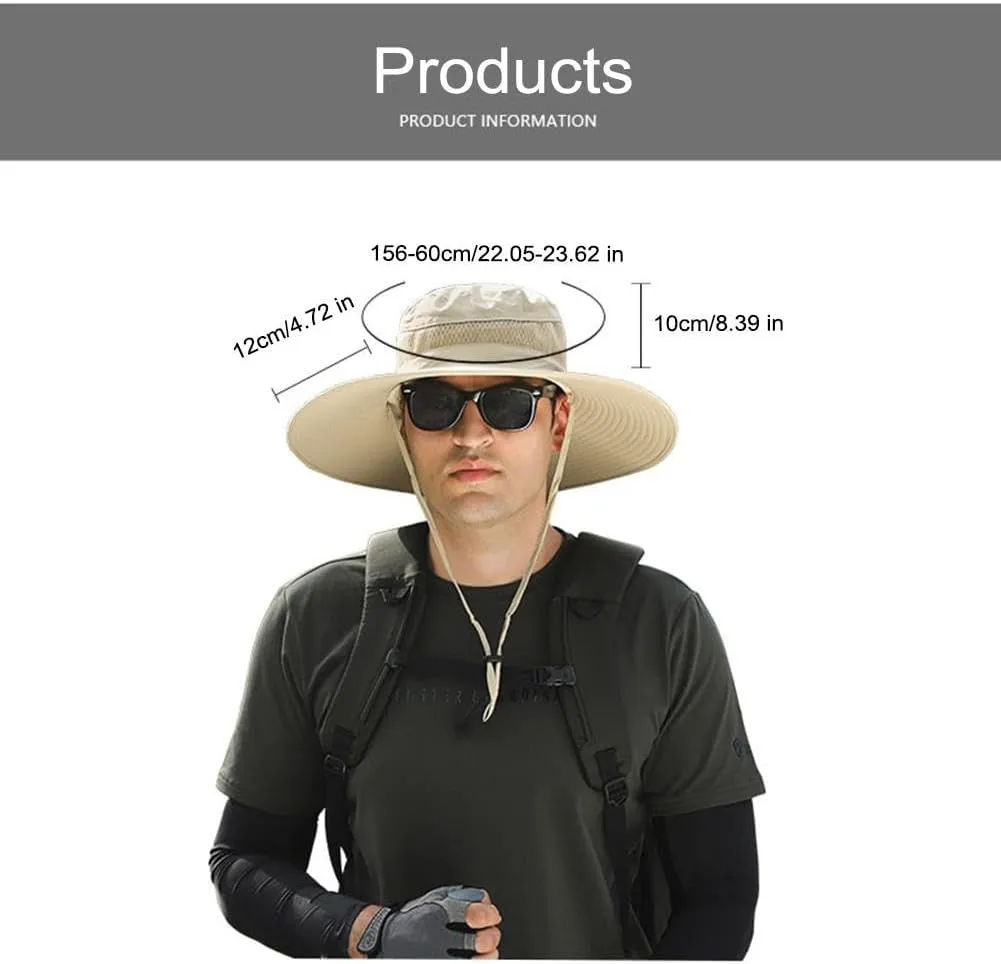 Wide Brim Sun Hat with 2 Solar Fan, Fishing Hat for Men, Solar Powered Fan Fishing Hats, 3 Speed Adjustable Fan Hat