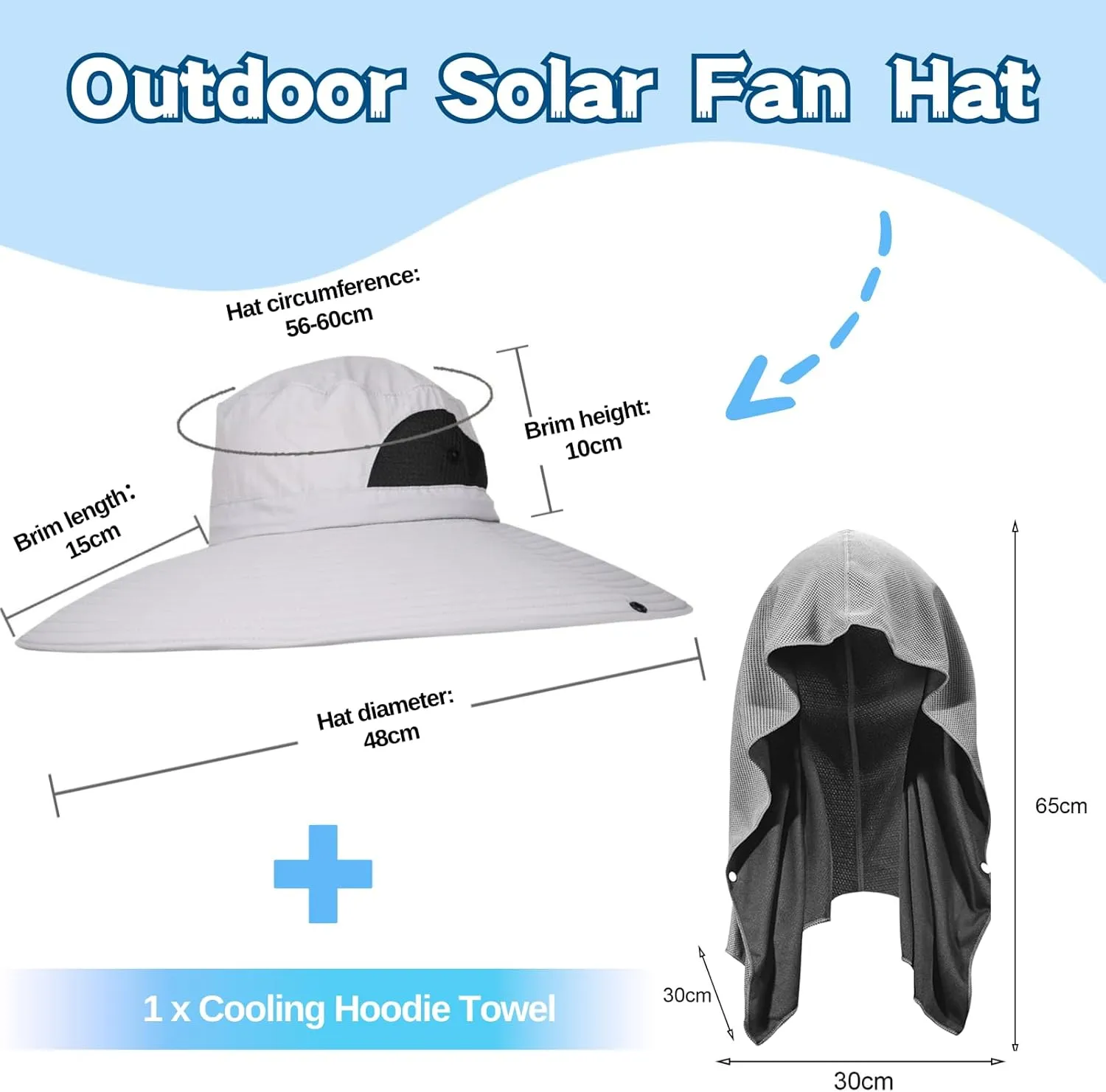 Wide Brim Sun Hat with Solar Fan, Solar Fan Hat, Men Sunscreen Sun Hats with Fans, SolarFan Outdoor