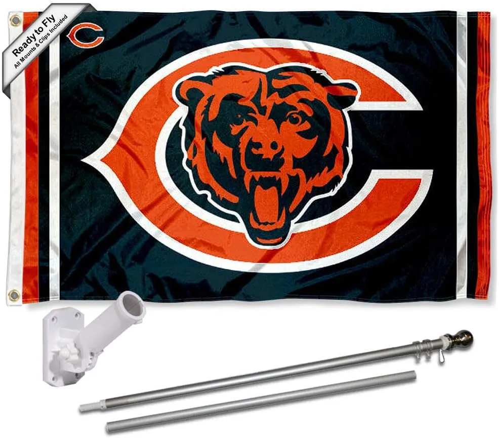 WinCraft Bears Dual Logo Flag Pole and Bracket Kit