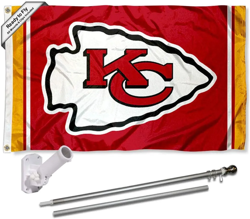 WinCraft Kansas City Chiefs Flag Pole and Bracket Kit